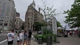 ⁴ᴷ⁶⁰ Walking Boston, MA: Rose Kennedy Greenway from Sudbury Street to Chinatown Gate