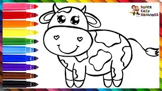 How To Draw A Cow 🐮 Drawing And Coloring A Cute Rainbow Cow 🐄🌈 Drawings For Kids