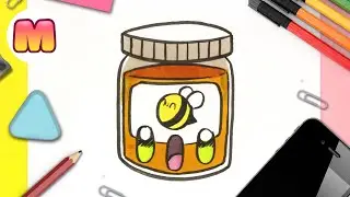 COMO DIBUJAR UN BOTE DE MIEL KAWAII 🐝 Dibujos kawaii faciles 🐝  dibujar comida kawaii