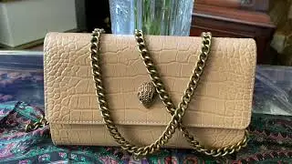 KURT GEIGER LONDON Kensington leather wallet-on-chain CAMEL colour reptile style