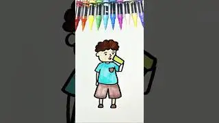 Painting little boys drinking water, full of super realistic details! 🎨✨#trending #trendingshorts