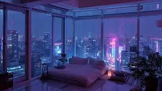 Lofi Cozy Space | Tokyo Night 🛋️🌌 Neon City Bedroom | Chill Beats for Study & Sleep, or Relaxation