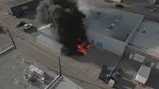 Fire in the Warehouse District! Drone footage of Global Autobody Supplies Disaster (Sept 1, 2024)