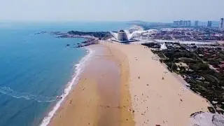 Qingdao Beach China Vacation Travel Video,Qingdao Beach Aerial View