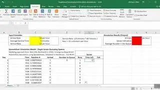 Spreadsheet Simulation Model - Single Server Queueing System BY MINUTE (Model 1)