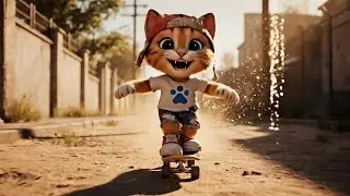 Tiger-Hat Kitten&rsquo;s Tough Skateboarding Journey 🛹🐾 | He Broke His Red Hat But Not His Dream 💔