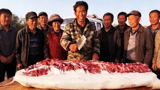 農村超肥大黑豬，肉膘子和豆腐似的，太好賣了，連血脖肉都搶著買！ 【立福128】