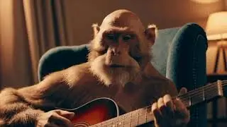 A funny monkey sitting in lotus position,