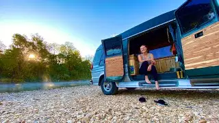 First Solo Overnight in my Van Down By The River | VAN LIFE OFF GRID