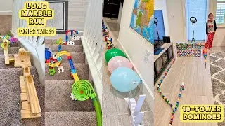 EPIC Marble Run Chain Reaction! Pops Balloons & Topples Dominoes! 🎈💥