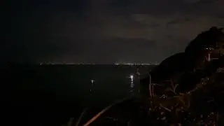 Free Footage of Night Ocean with Boat Engine and Insect Sounds