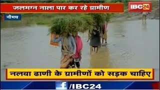 Neemuch News Madhya Pradesh : नलवा ढाणी के ग्रामीणों को सड़क चाहिए | जलमग्न नाला पार कर रहे ग्रामीण