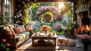 Dream Yourself Cozy Spring Garden Room with Fireplace, Relaxing Frame TV Art Scene + Ambient Sound