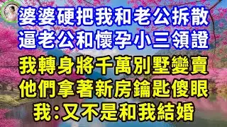 婆婆硬把我和老公拆散， 逼老公和懷孕小三領證， 我轉身將千萬別墅變賣， 他們拿著新房鑰匙傻眼， 我：又不是和我結婚！#感人故事 #人生哲学 #生活經驗 #情感故事 #故事