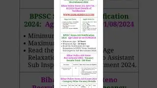 Bihar Police BPSSC 10+2 ASI Steno Online Form 2024 OPEN