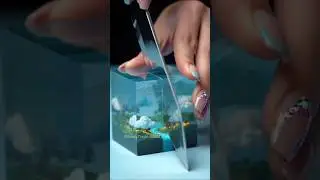 Mini World inside the cube✨Slice of crystal cube ASMR|Part 3 #ai#aiart#asmr#aiasmr#trending#shorts