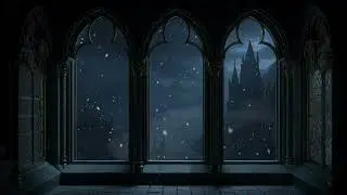 Hogwarts Snowy Winter Night Scene | Relaxing Castle Ambience with Soft Wind Sounds for Focus & Sleep