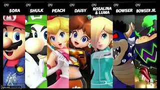 Mario vs Luigi vs Peach vs Daisy vs Rosalina vs Bowser vs Bowser Jr.