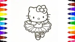 Видеоурок по рисованию и раскрашиванию танцующей Hello Kitty 🐈 для детей и малышей