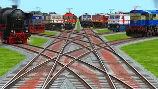 VIII  TRAINS CROSSING AT CURVE BRANCHES RAILROAD TRACKS | train videos indian railways | Wap-7 horn