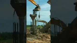 Bore pile concrete, Long arm excavator #shorts