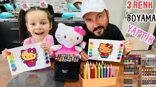 Kız Oyunları!ADA BABASI İLE 3 RENK HELLO KİTTY BOYAMA CHALLENGE YAPTI!​⁠Challenge@PrensesLinaTv