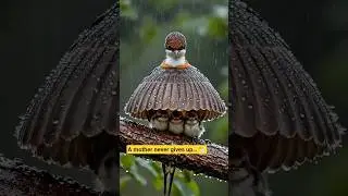 Mother Bird Protecting Her Babies from the Rain🌧️🕊️ #shorts #MothersLove #BirdsOfNature  #nature