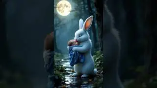 Rabbit saves baby floating in water 🐰 #rabbit #funny #ai  #animation #animals