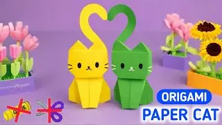 🐱 Paper Cat Origami 😍 | NO Glue ✂️ NO Scissors