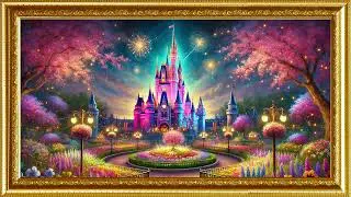 Disney Golden Framed Digital Painting Ambience | Mickey On Main Street