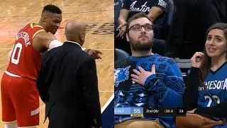 Russell Westbrook appeared to speak to a security guard about a fan sitting courtside