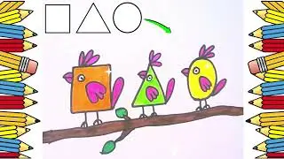 Bird drawing easy | how to turn geometric shape into cute birds 🎨 #birds