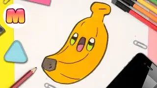 COMO DIBUJAR UN PLÁTANO KAWAII 🍌 dibujos kawaii faciles 🍌 Aprende a dibujar una fruta kawaii
