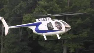 Hughes 500 approach and landing.
