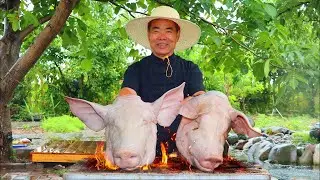 Braised and Charcoal-Grilled: 2 Giant Pig Heads That Look Outrageously Good!
