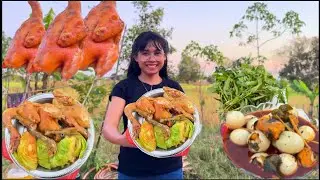 Delicious Roasted Chicken With Spicy Duck Egg Soup! Village-Style Cooking in the Countryside 😋
