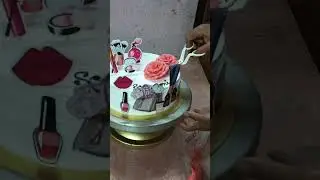 Special makeup💄theme cake making tutorial in Bengali with printed toppers😲|Easy cake decorating idea