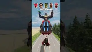 Super Heros Cars Jumping Thanos, Batman, Iron man, Hulk, Spider Man
