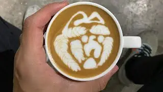 Free pour 🐶 #cafe #coffee #latteart #dog #pitcher #video#iphone#apple#tulips#roseta #heart #swan