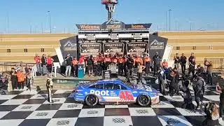 Bubba Wallace pulling into Victory Lane at Kansas 2022