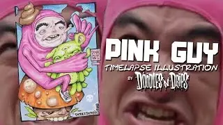 PINK GUY on a Shroom - Timelapse Promarker illustration - DOODLESNDRIPS