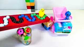 Marble Run Race ☆ HABA Slope, Dump Truck & Garbage Trucks #55