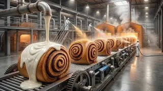 Inside a Cinnamon Roll Food Factory | From Raw Dough to Perfect Swirls