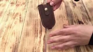 Leather key case color brown