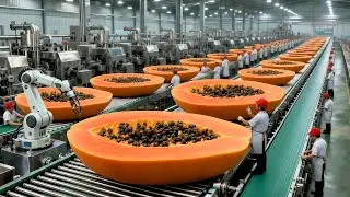 Inside the Giant Papaya Factory 🧡 How Papaya Is Processed From Fresh Fruit to Final Products Daily