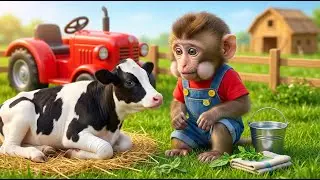 😱🐄 Injured Milk Cow on the Mini Farm?! Monkey NaNa&rsquo;s Gentle Rescue! 🐒💚