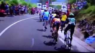 Spectator gets lamped by another spectator on Stage 5 of #tdf2013.