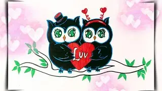Cute Owl Couple Drawing | Easy Step-by-Step Owl Drawing