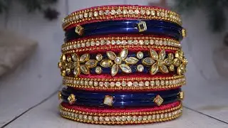 👉 Royal Blue Pink Silk Thread Designer Bangles 💙💗