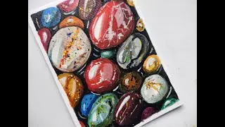 How to Draw Colourful Beach Pebbles | Acrylic Painting Step by Step
